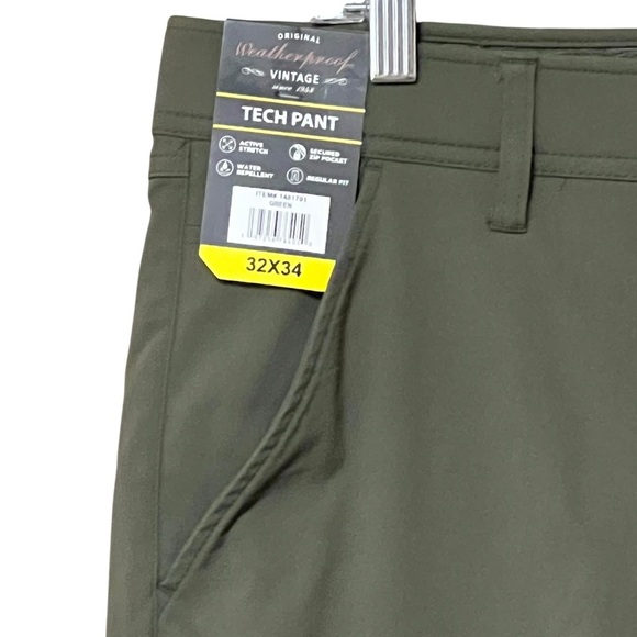 Weatherproof Tech Pant 34x34 Green Active Stretch Water Repellant Pockets NWT - Picture 4 of 11